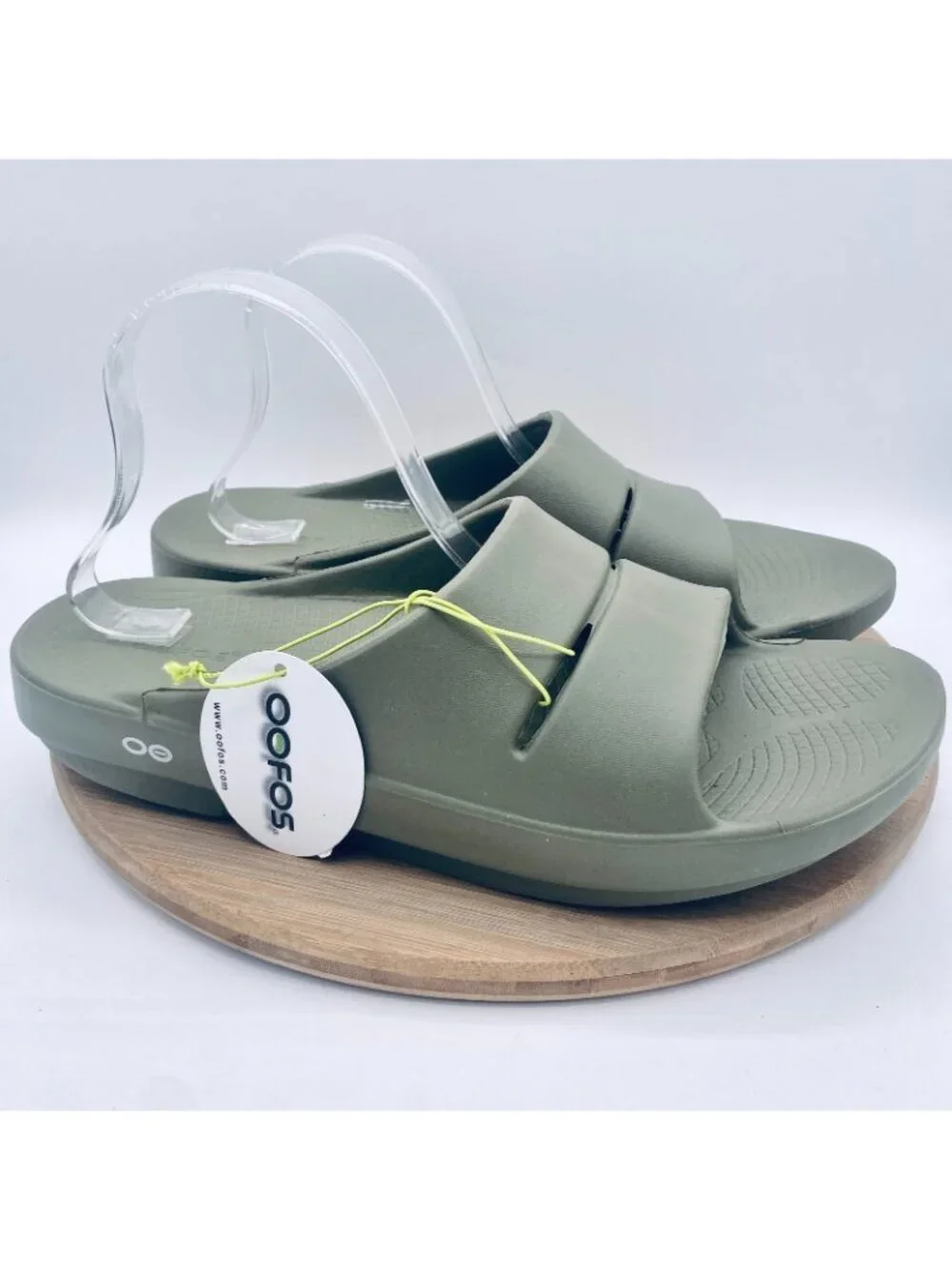 Oofos Sandals Mens 12 Green Rubber Ooaah Slip On Comfort Recovery Slides